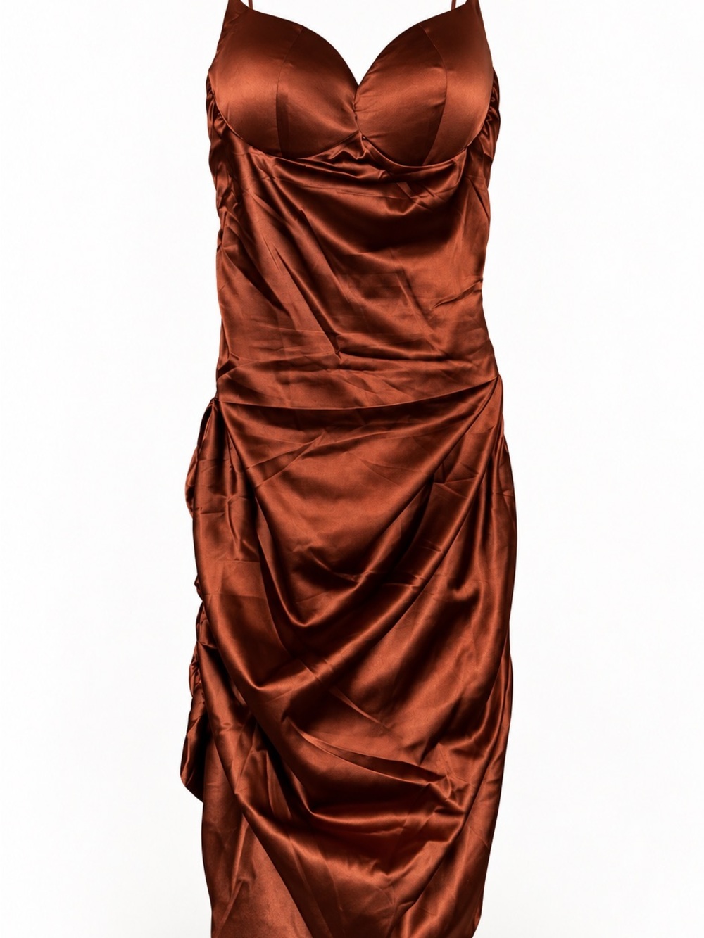 Amazon Copper Satin Mini Slip Dress